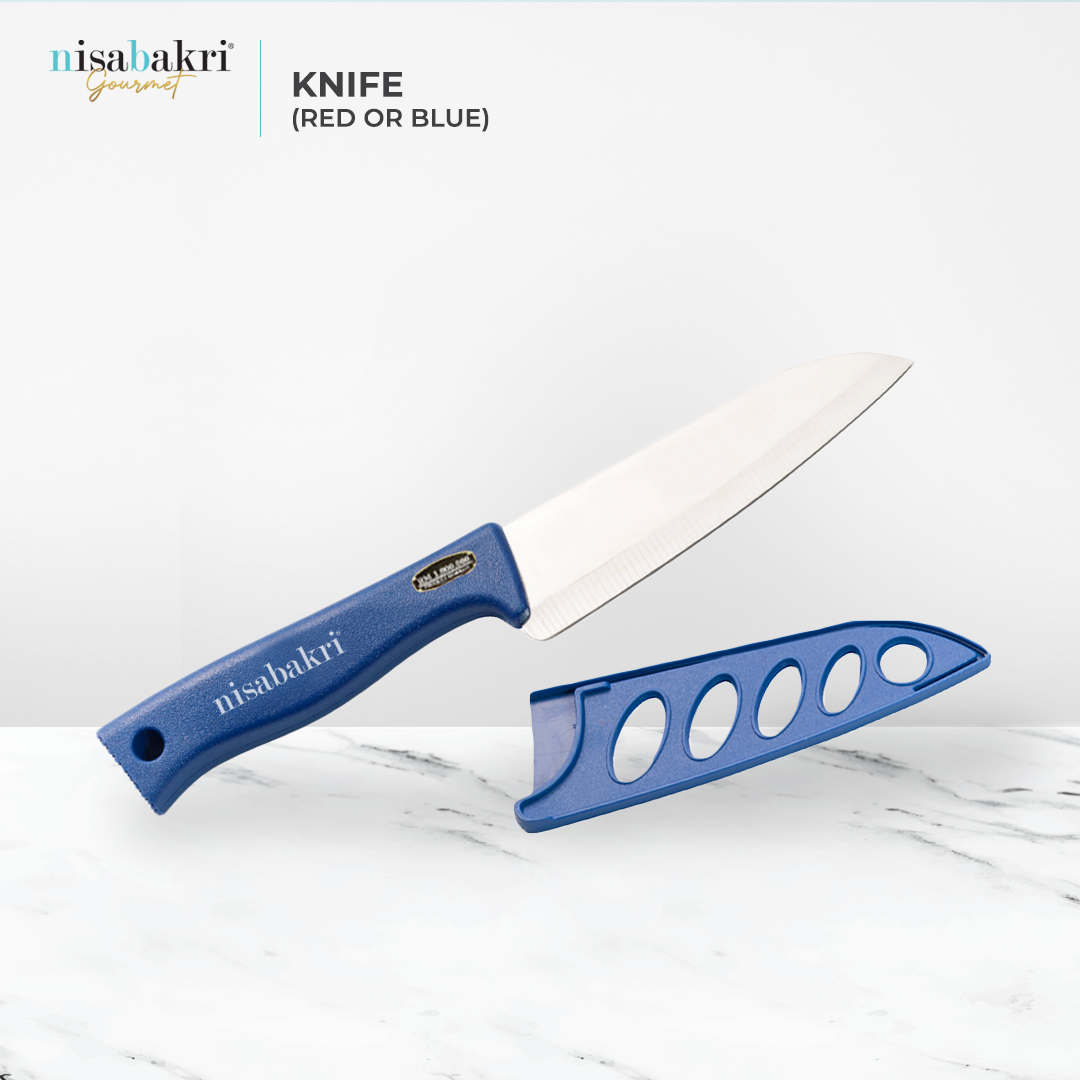 Cuchillo de cocina multiusos con funda [Rojo / Azul]